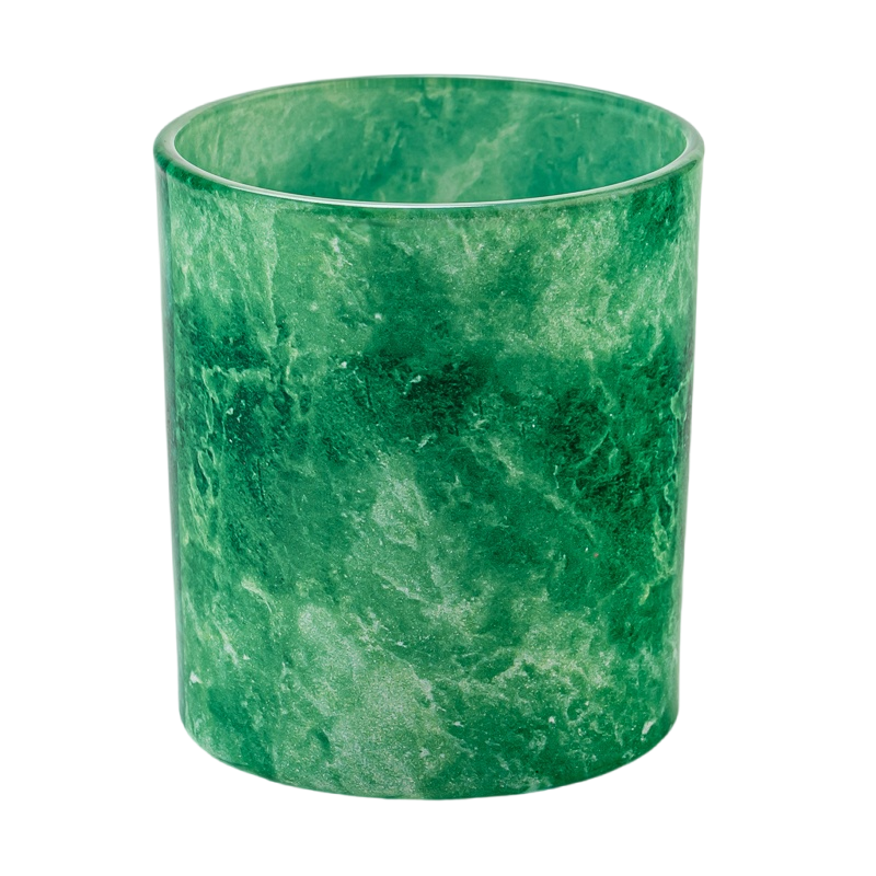Tarro de vela de cristal con textura de jade personalizado de lujo para decoración del hogar