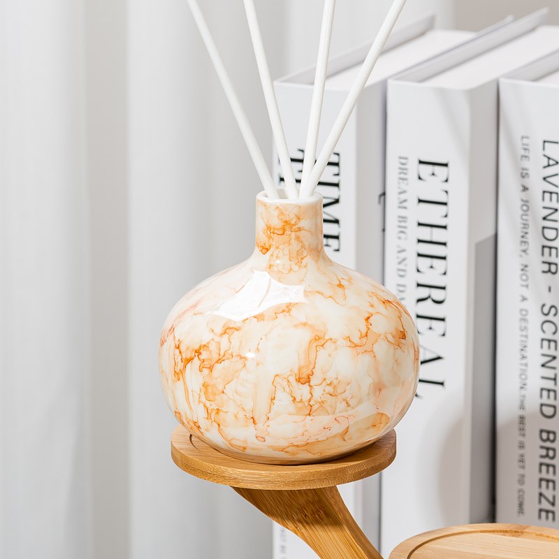 China Wholesale Nordic-style Marble-patterned Ceramic Reed Diffuser Bottles manufacturer