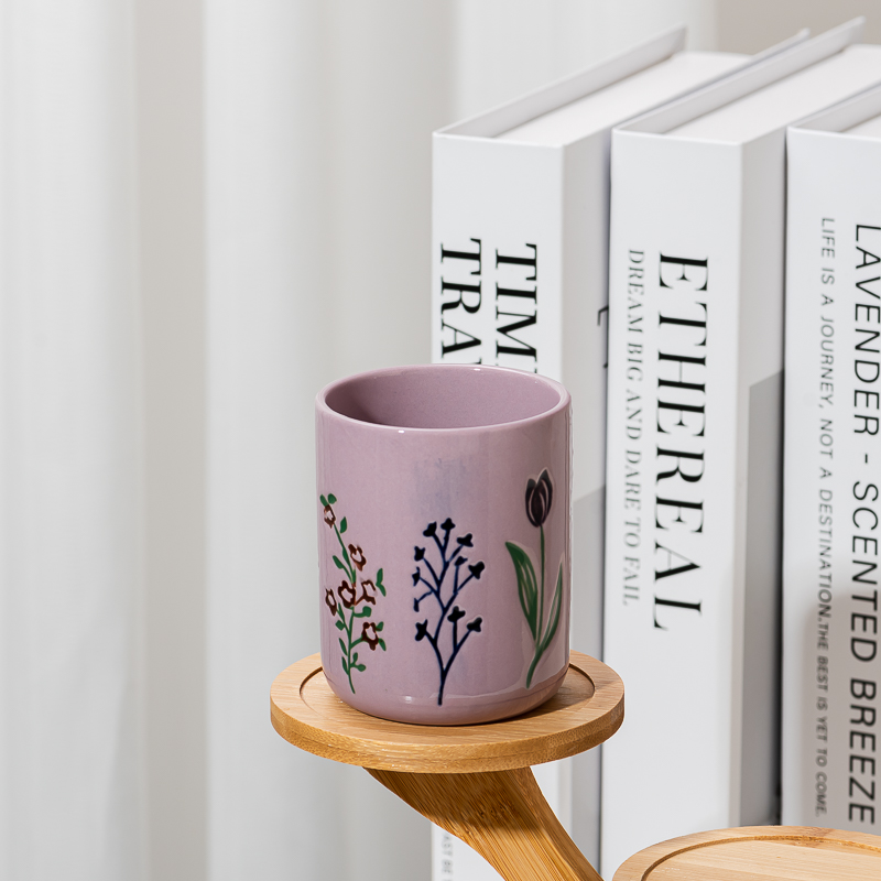 Tarros de vela de cerámica con recipiente de aromaterapia pintados a mano personalizados