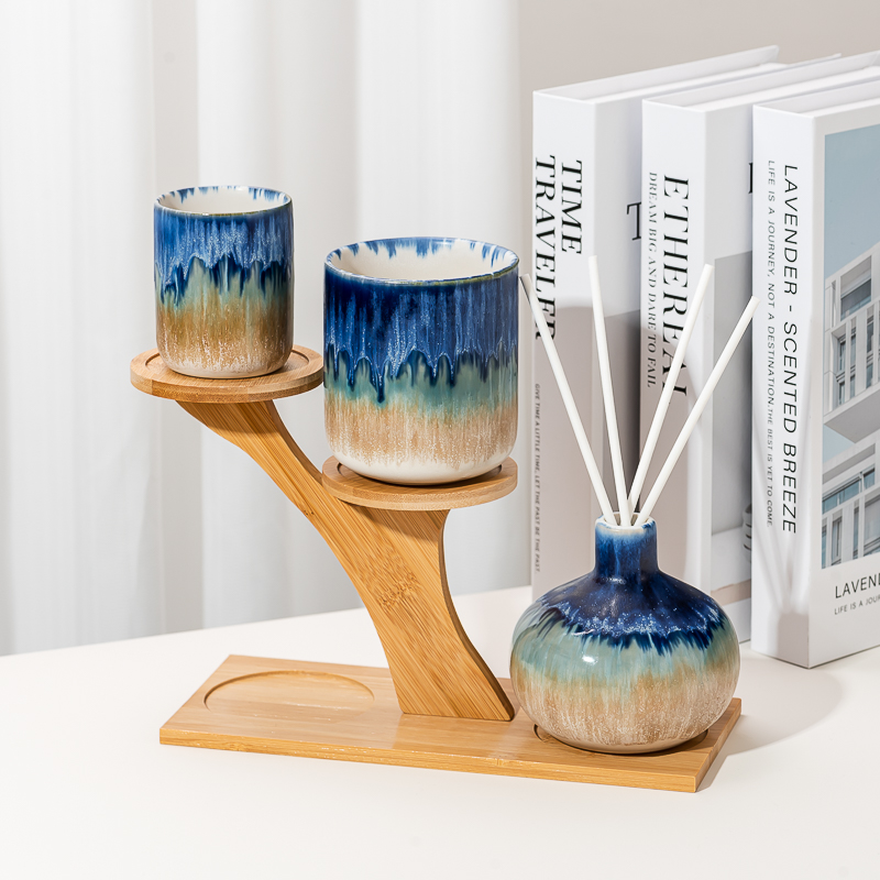 Venta al por mayor de tarros y candeleros de cerámica de gran capacidad de 425 ml para decoración