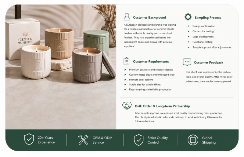 How Sunny Glassware Helped a European Brand Customize Ceramic Candle Holders