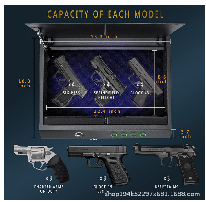 China wholesale biometric fingerprint digital keypad handgun safe key backup