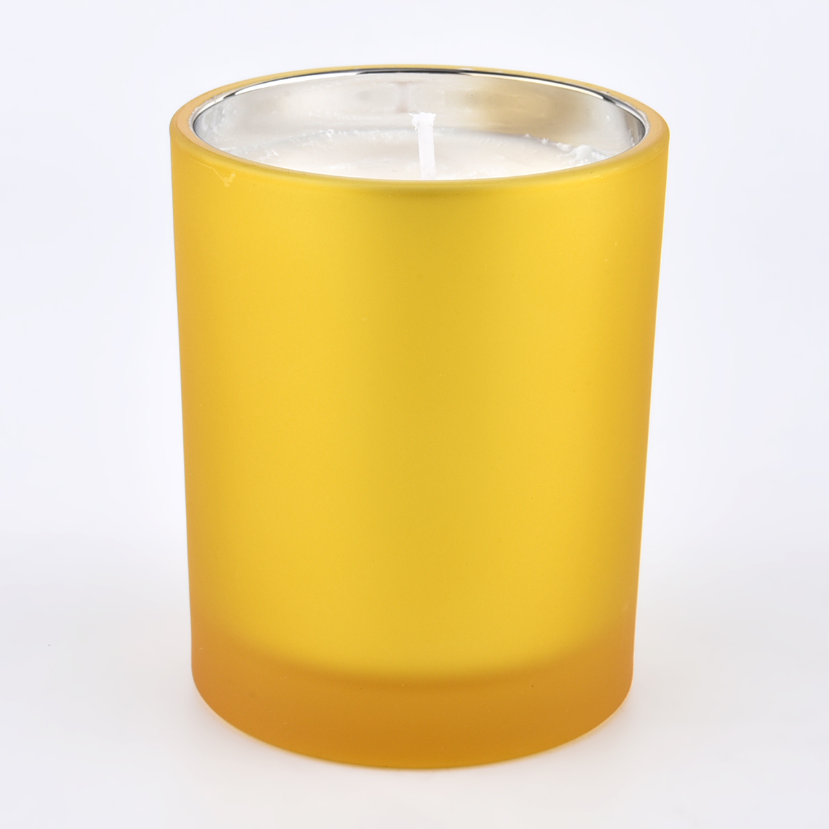 frosted glass candle vessels with metallic silver inside  300ml