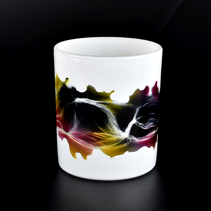 empty glass candle jars with hand painting