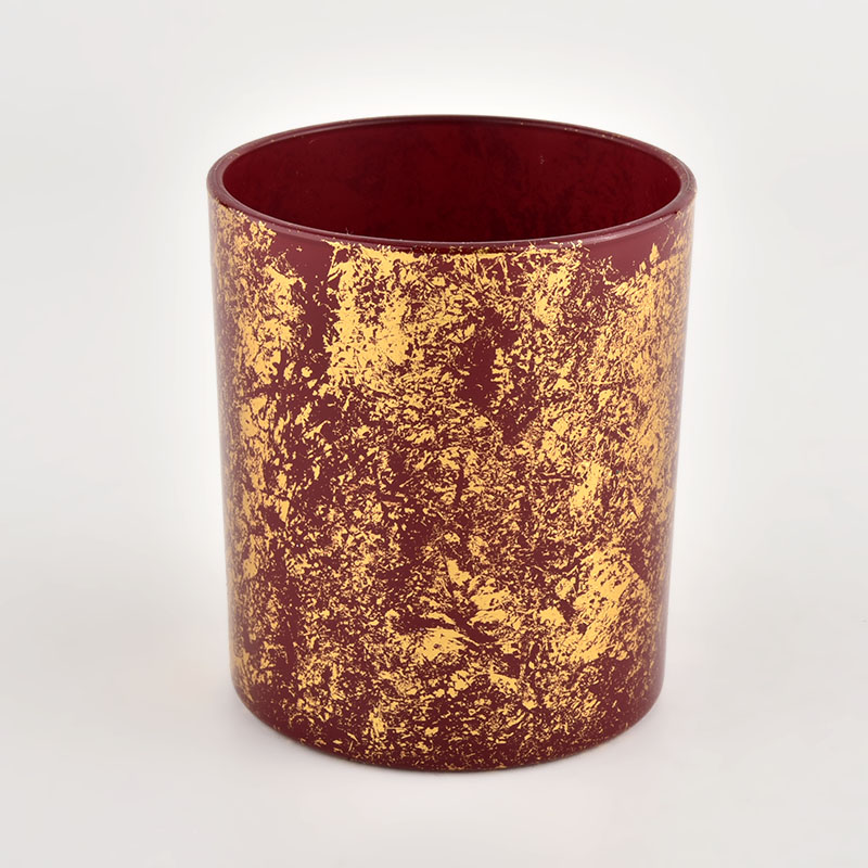 Red glass jar candle vessel for home decorative