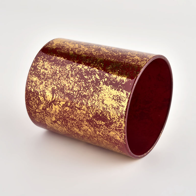 Red glass jar candle vessel for home decorative