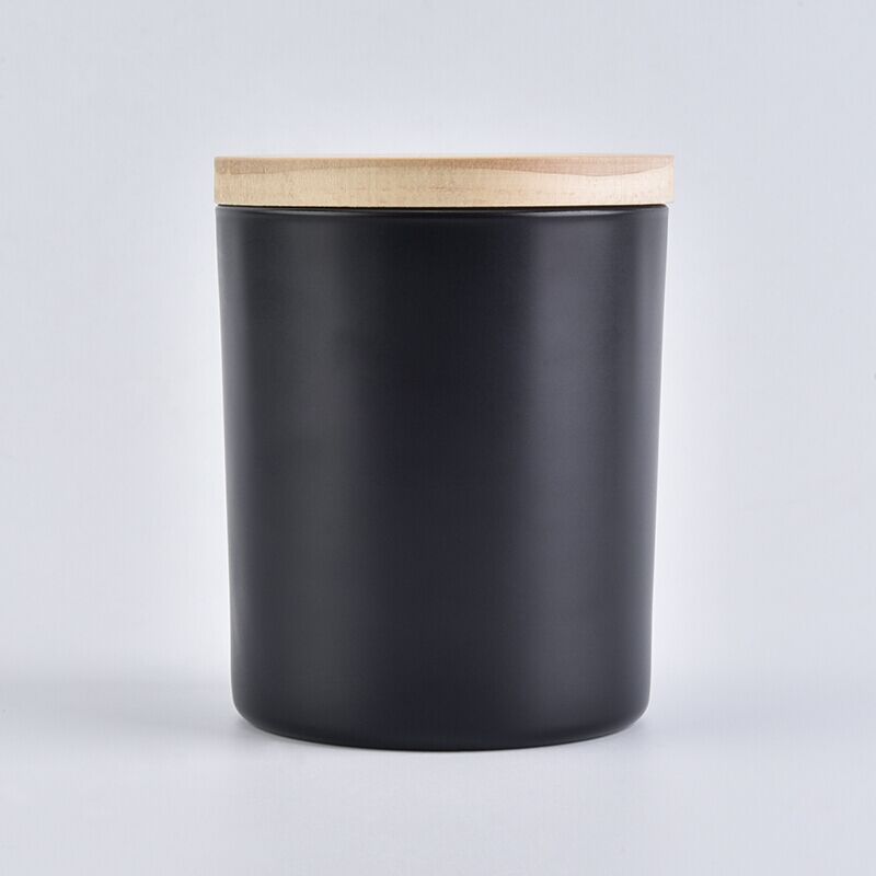 matte black glass candle jar with wooden lid 8 oz