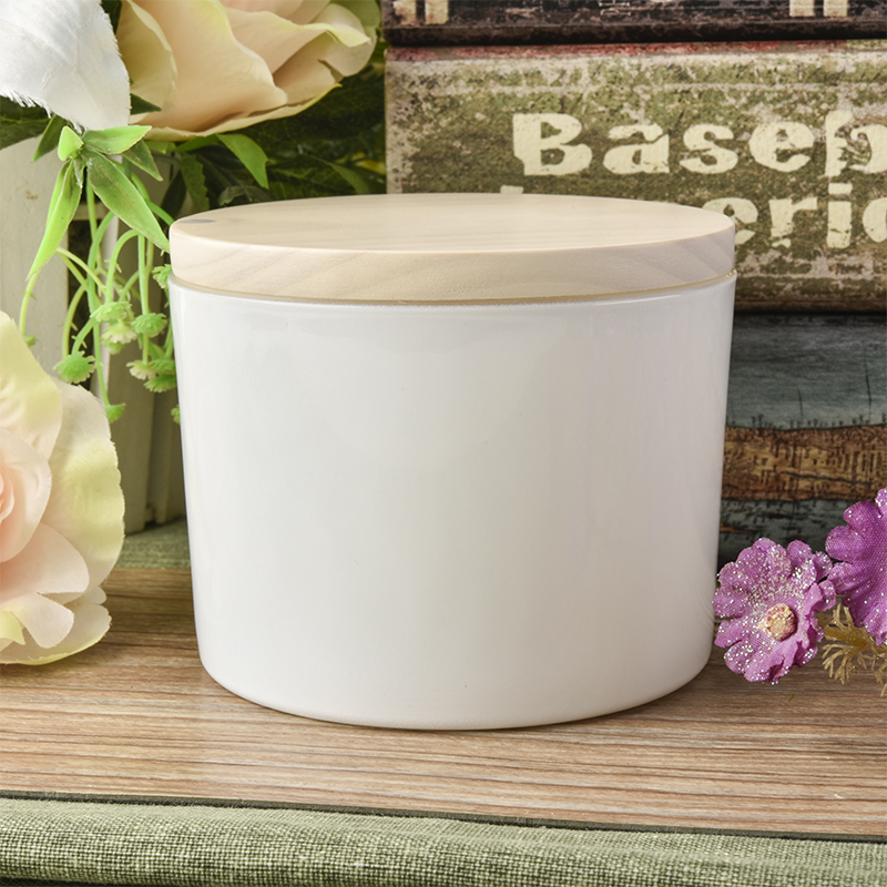 matte white glass candle vessel with wooden lid 14 oz