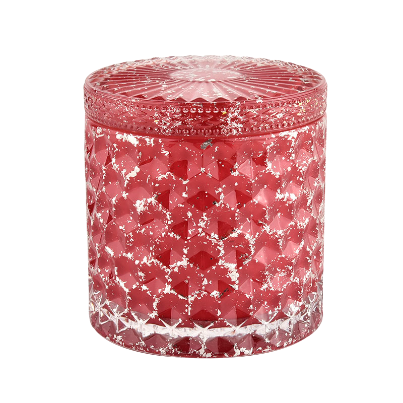 Luxury Diamond Design Glass Candle Jars with Lids for Christmas