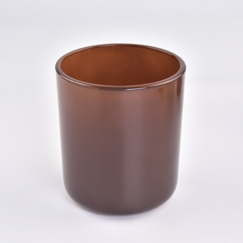 14-16oz wholesale amber glass candle holders with round bottom