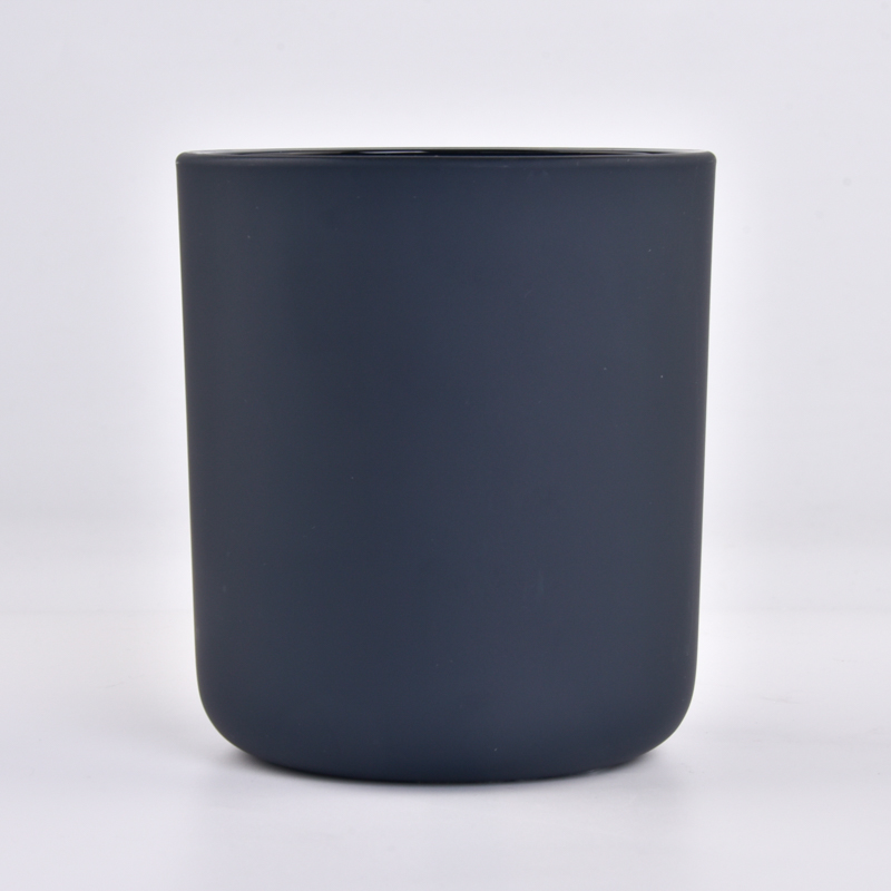 Matte black glass candle jars with round bottom with various sizes