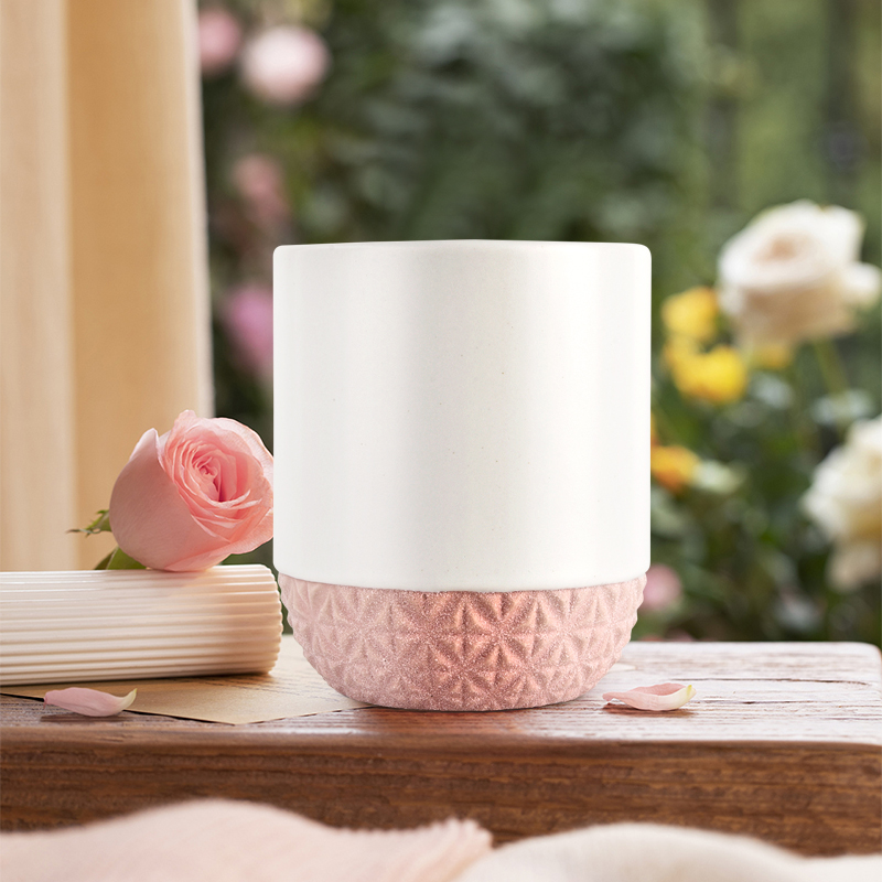 Luxury decorative pink bottom ceramic candle jars for candle vessel Luxury decorative pink bottom ceramic candle jars for candle vessel
