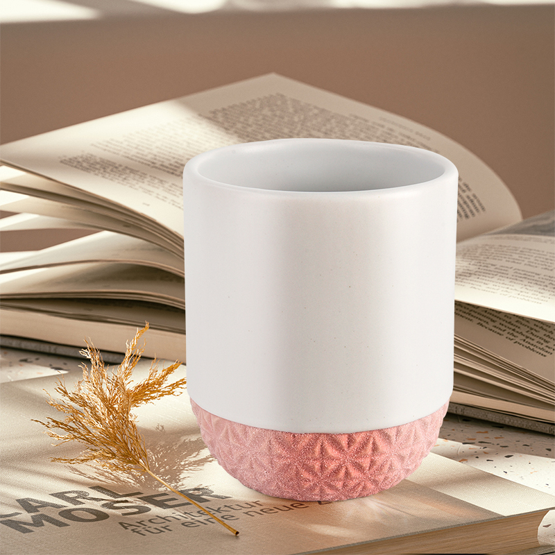 Luxury decorative pink bottom ceramic candle jars for candle vessel Luxury decorative pink bottom ceramic candle jars for candle vessel