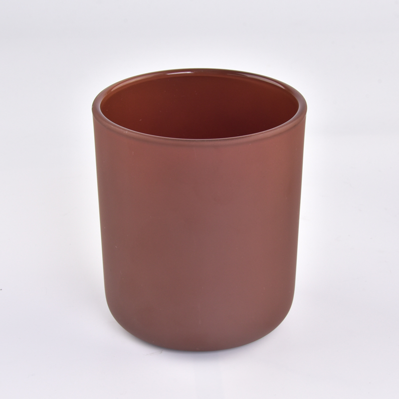 Matte brown 14-16oz glass candle holders with round bottom