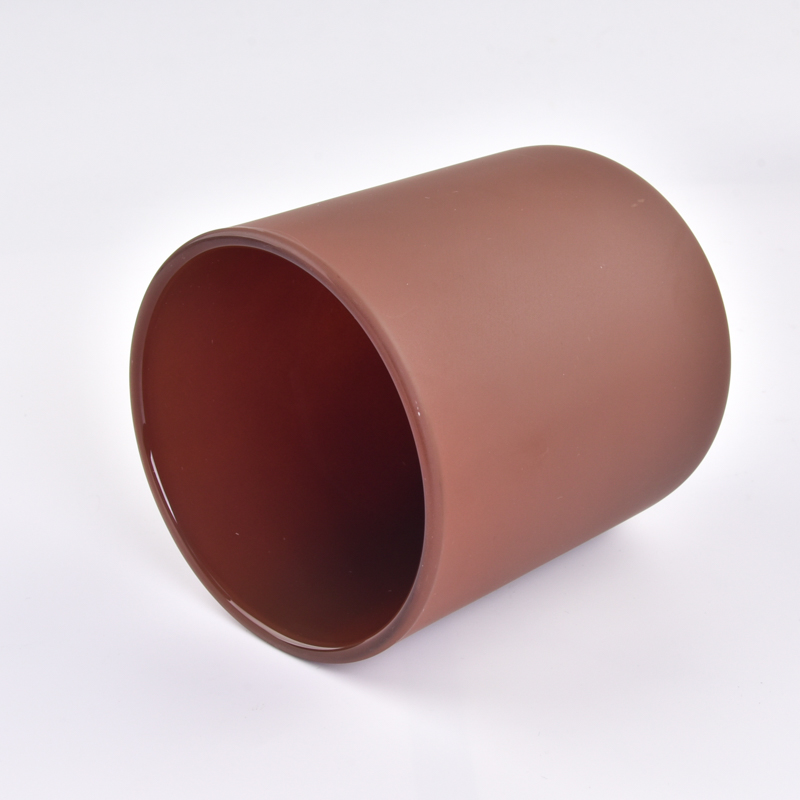 Matte brown 14-16oz glass candle holders with round bottom