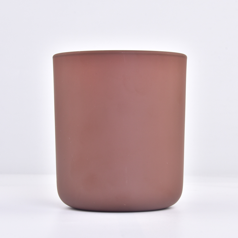 Matte brown 14-16oz glass candle holders with round bottom