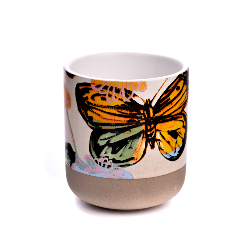 Aura Ceramic Candle Holders with Customized printing with round bottom