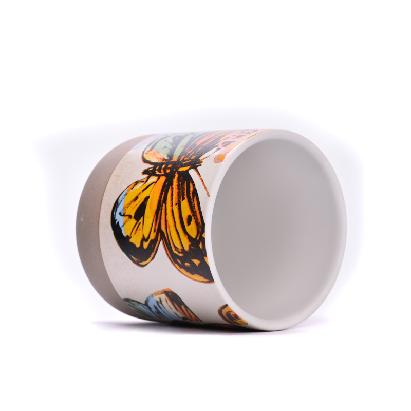 Aura Ceramic Candle Holders with Customized printing with round bottom