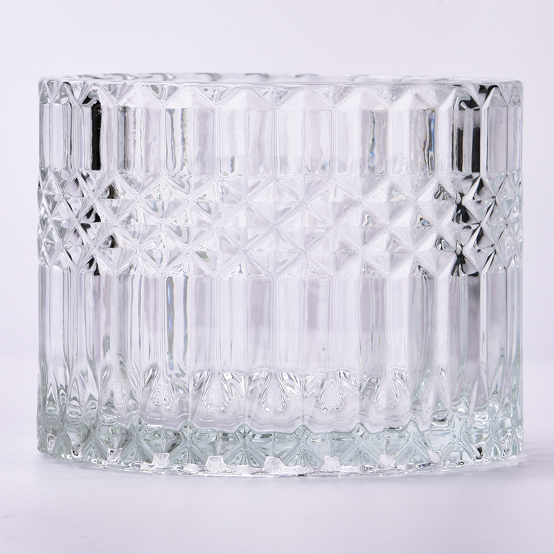 Luxury Diamond 14oz glass candle jars with cut GEO design