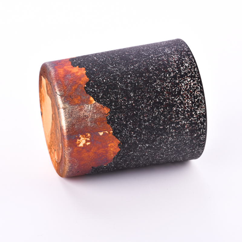 Wholesale black metal bottom gold tinfoil glass candle jars Wholesale black metal bottom gold tinfoil glass candle jars