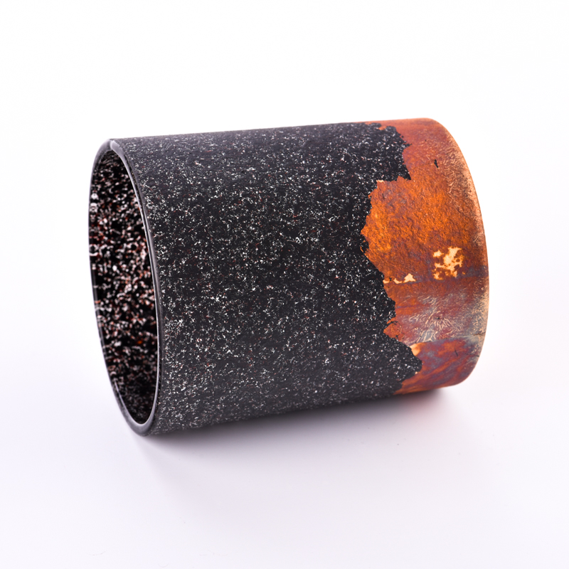 Wholesale black metal bottom gold tinfoil glass candle jars Wholesale black metal bottom gold tinfoil glass candle jars