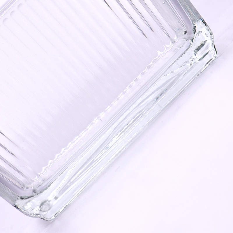 square glass candle holders with stripes for home decoration