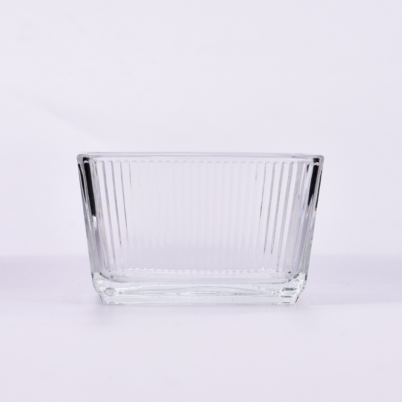 square glass candle holders with stripes for home decoration