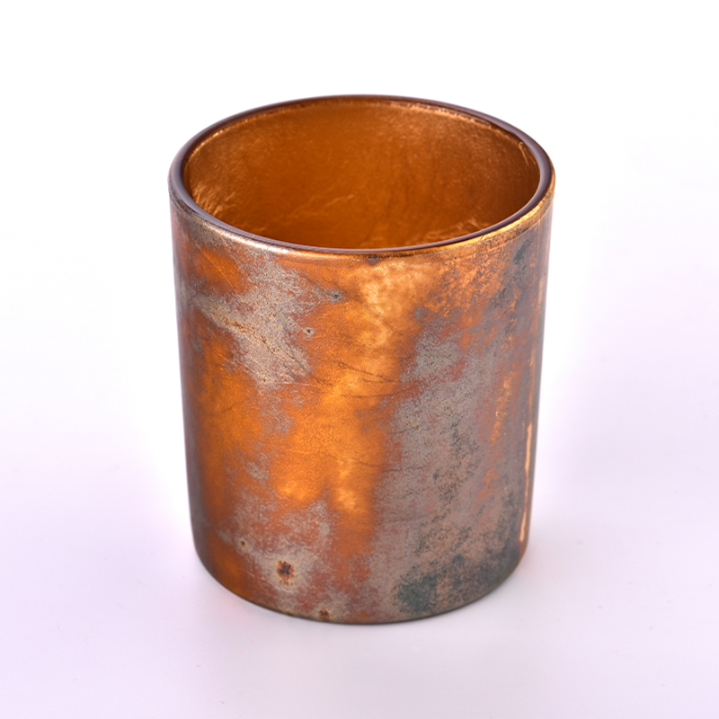 copper gold finish cylinder glass jars for candle filling