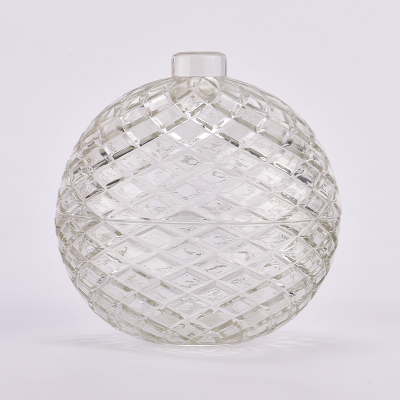 custom diamond geo cut ball shaped glass candle jars with lids for Christmas custom diamond geo cut ball shaped glass candle jars with lids for Christmas