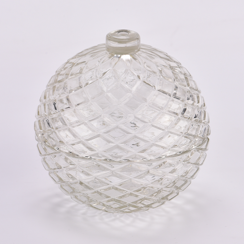 custom diamond geo cut ball shaped glass candle jars with lids for Christmas custom diamond geo cut ball shaped glass candle jars with lids for Christmas