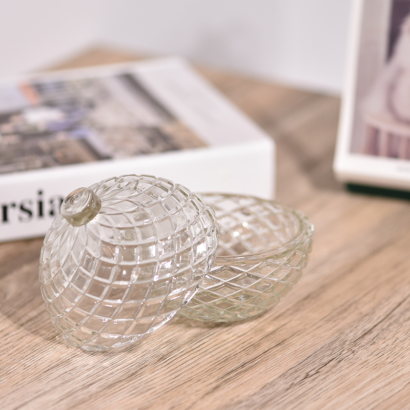custom diamond geo cut ball shaped glass candle jars with lids for Christmas custom diamond geo cut ball shaped glass candle jars with lids for Christmas