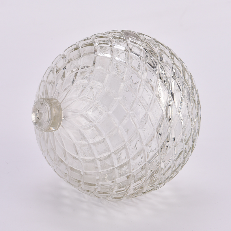 custom diamond geo cut ball shaped glass candle jars with lids for Christmas custom diamond geo cut ball shaped glass candle jars with lids for Christmas