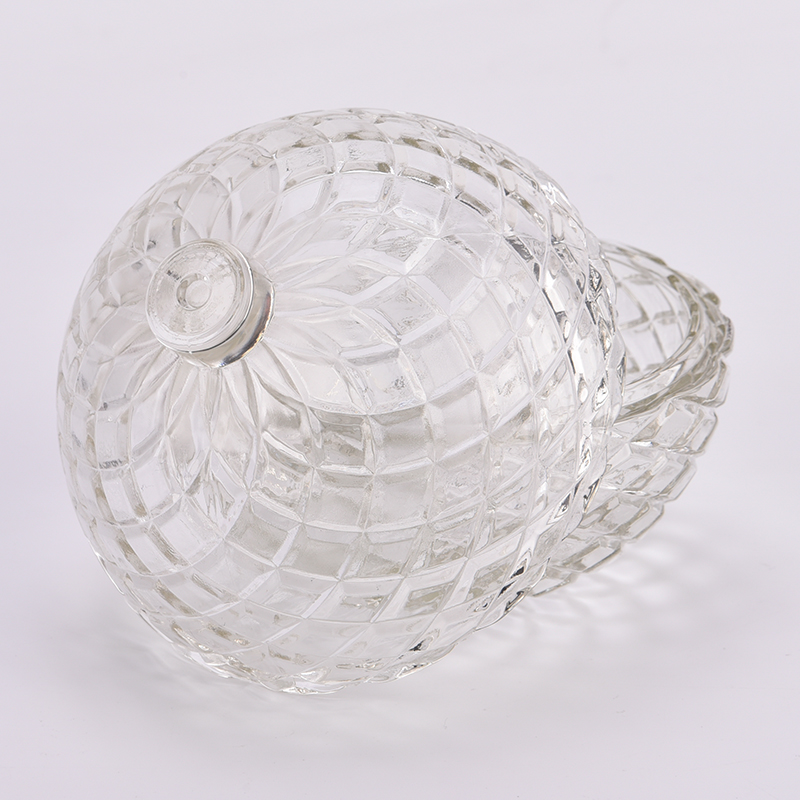 custom diamond geo cut ball shaped glass candle jars with lids for Christmas