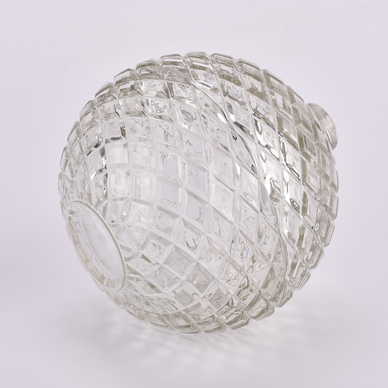 custom diamond geo cut ball shaped glass candle jars with lids for Christmas