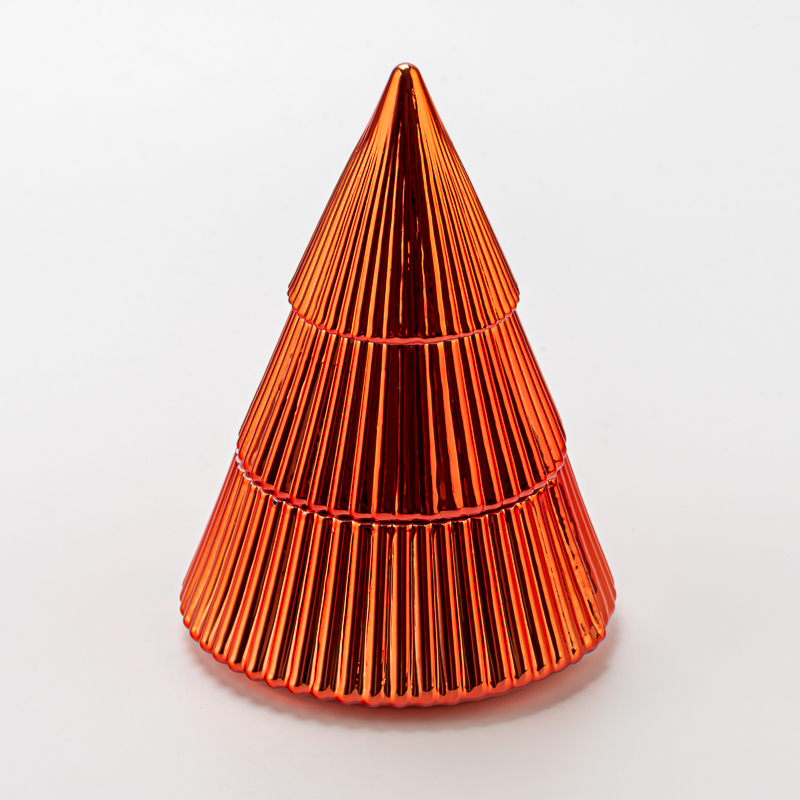 Electroplated metal finished Tree Jars Glass jars with lids for Christmas