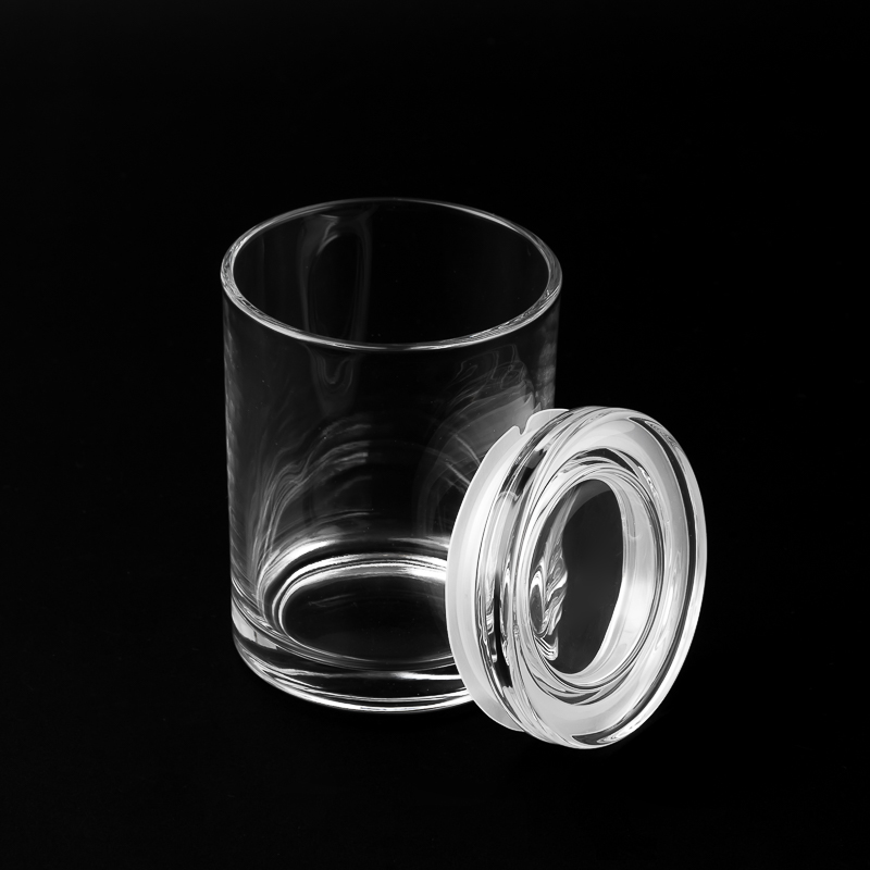 cylinder glass candle holders with glass lids for 9oz wax for home fragrance