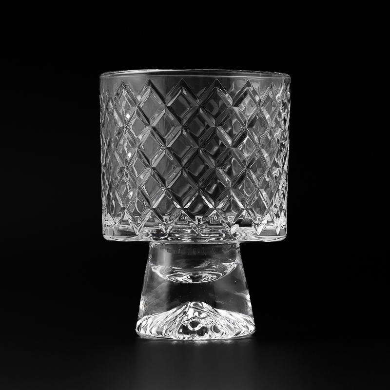 crystal clear glass jars with GEO cut design for candle filling