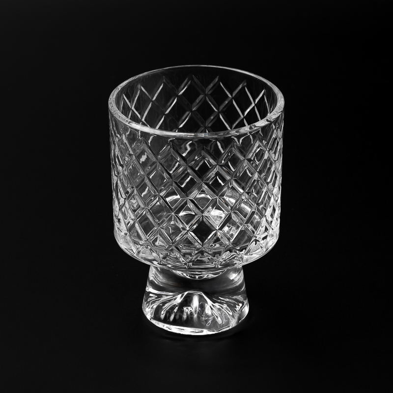 crystal clear glass jars with GEO cut design for candle filling