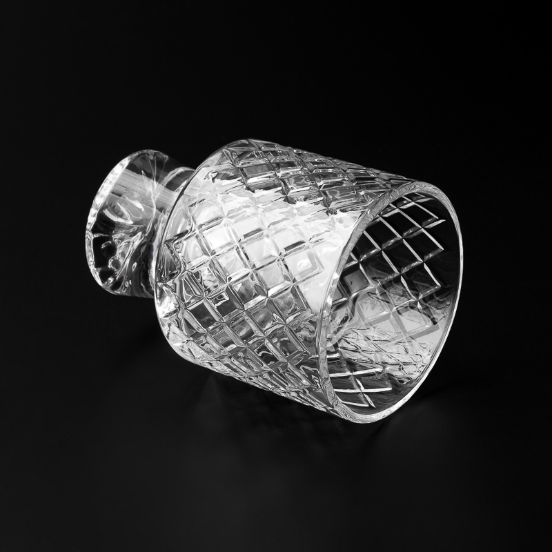 crystal clear glass jars with GEO cut design for candle filling