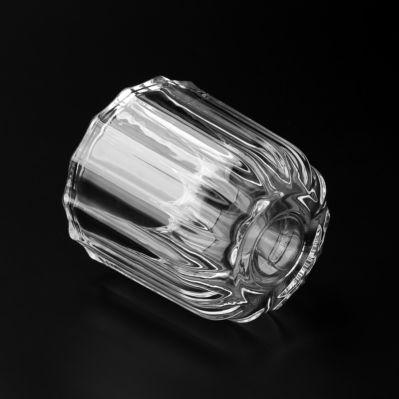 glass candle jars with stripes with thick wall for 8oz candle filling