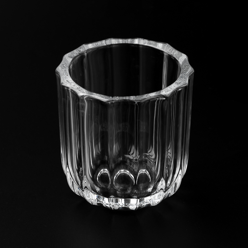 glass candle jars with stripes with thick wall for 8oz candle filling