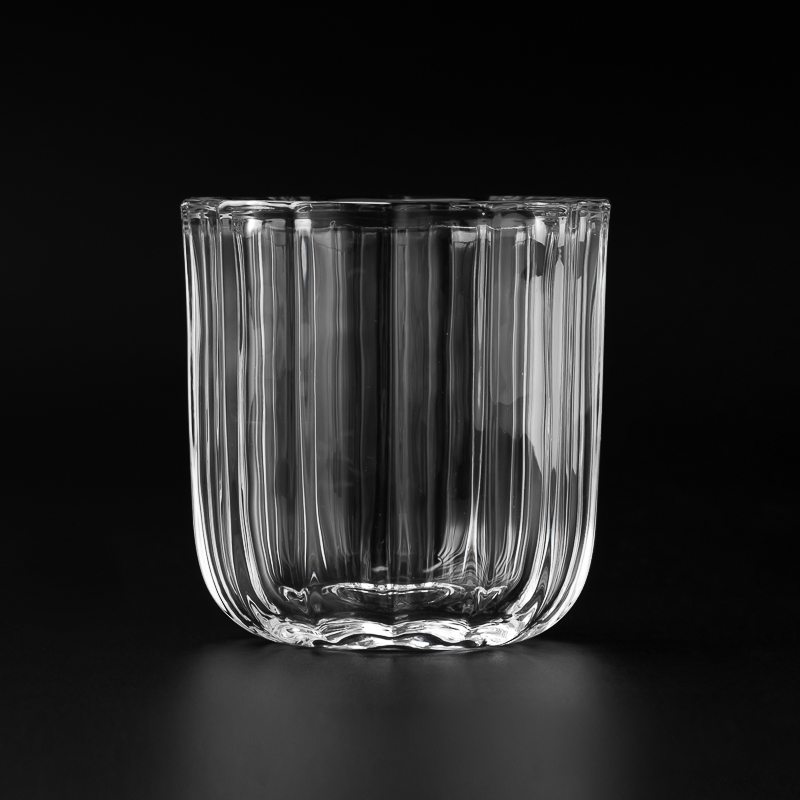 fluted high white crystal clear glass candle jars
