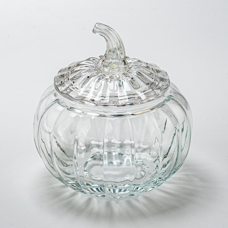 Glass Pumpkin Glass Jars with Lids for 25oz candle filling for Halloween