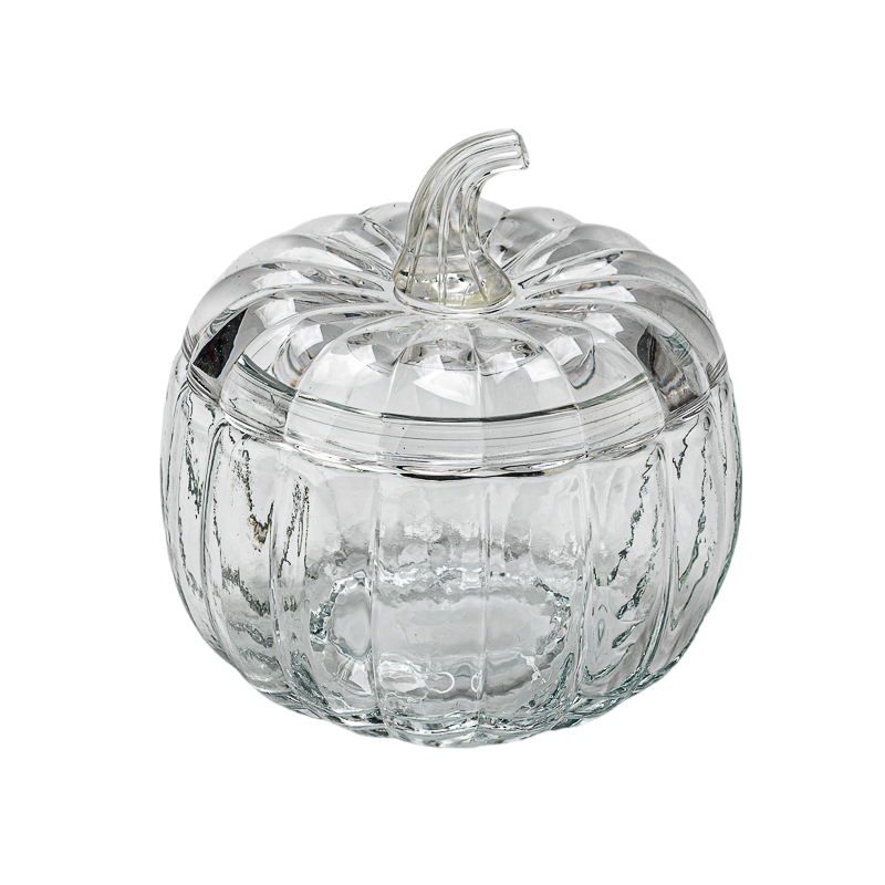 Crystal clear glass pumpkin jars with lids with big capacity