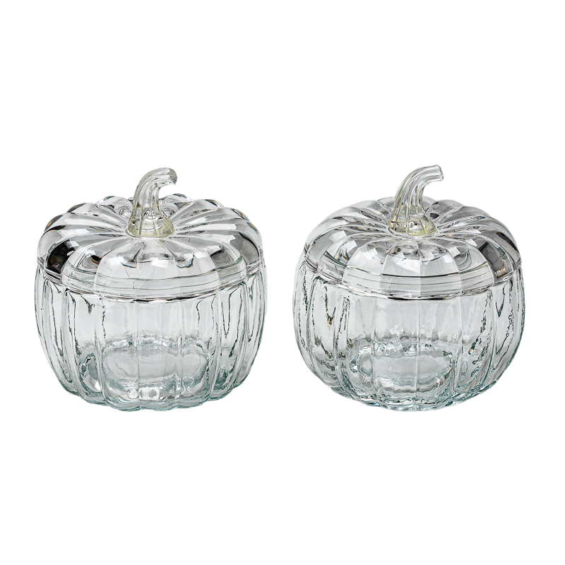 Crystal clear glass pumpkin jars with lids with big capacity