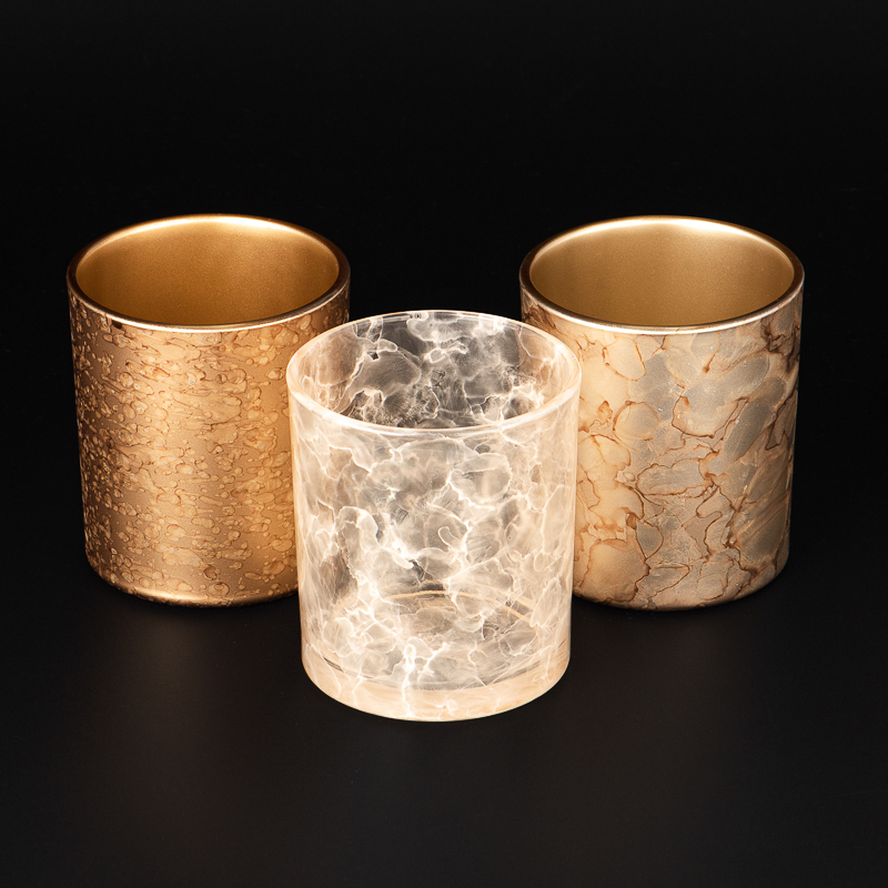 cylinder glass candle jars with flat bottom with cloudy finish for 8oz candle filling