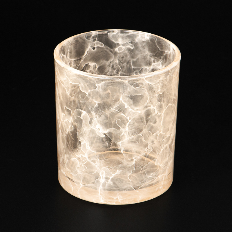 cylinder glass candle jars with flat bottom with cloudy finish for 8oz candle filling