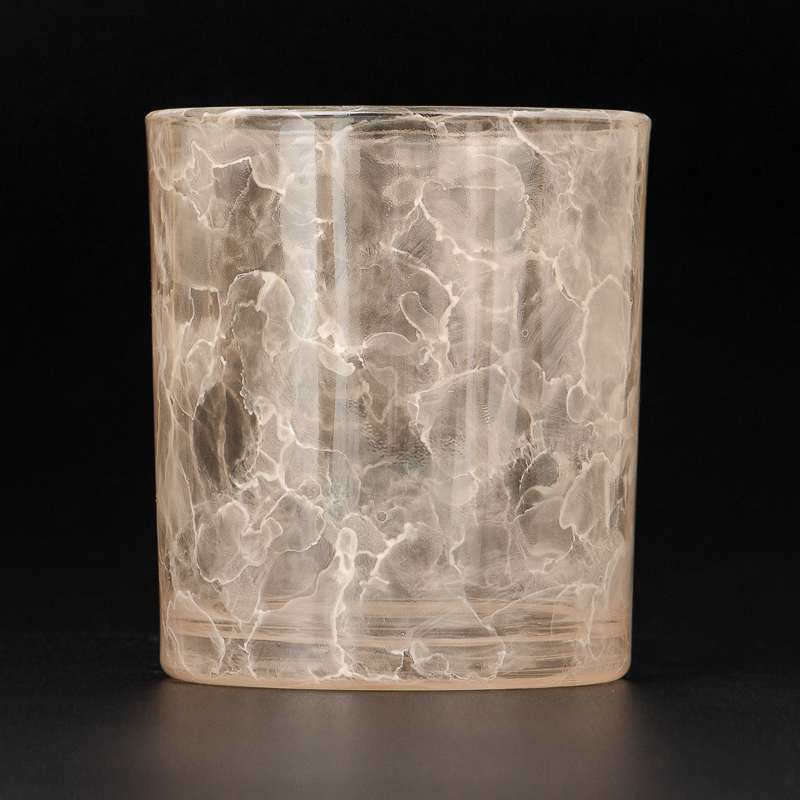 cylinder glass candle jars with flat bottom with cloudy finish for 8oz candle filling
