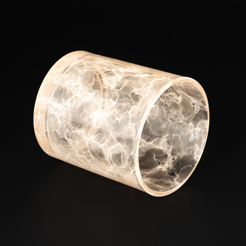 cylinder glass candle jars with flat bottom with cloudy finish for 8oz candle filling
