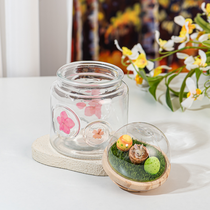 500ml glass candle jars with wood lid with cutom designs